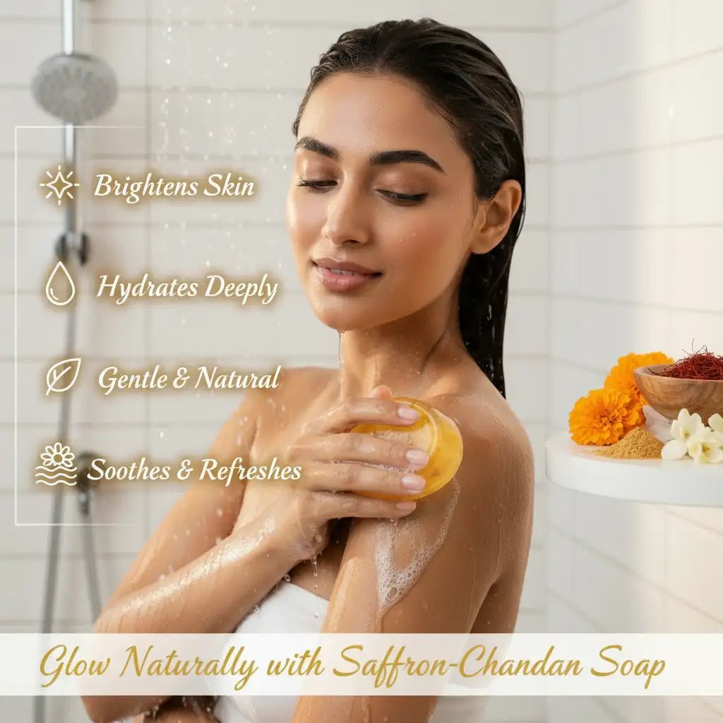 Premium Kesar Chandan Soap | For Glowing Skin-55gm - Image 3